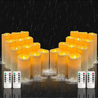 YIWER Plastic Waterproof Flameless Candles Set of 24: Battery Operated Candles Ivory Flickering Pillar Candles Include 4"/5"/6"/7" with 10-Key Remote 2/4/6/8H Timer Function by YIWER