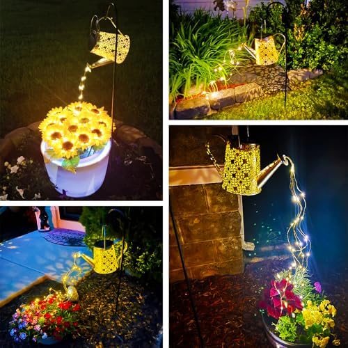 VOOKRY Solar Watering Can Lights, 2 Pack Retro Large Hanging Solar Lights Outdoor Decorative Waterproof Garden Decor for Outside Patio Yard Porch Lawn, Gifts for Mom Women Grandma Birthday - Image 5