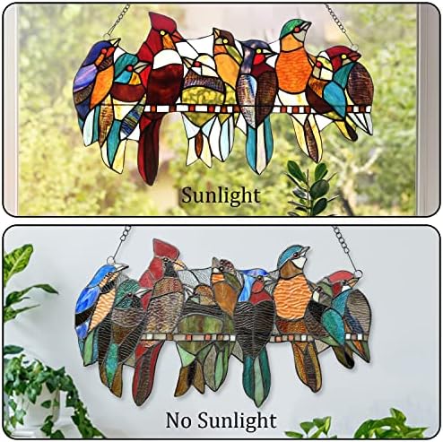 Capulina Tiffany Birds Stained Glass Window Panels Hangings - Image 6