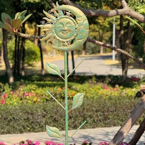 71" H Moon & Sun Face Glass Bottle Tree,Wine Bottle Trees,Bottle Tree Stand - Image 4