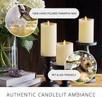 Luminara Realistic Flameless LED Set of 3 Ivory Pillar Candles, Home Safe Moving Flame Melted Top Illumination, Battery Operated Remote Control w/Timer - Image 3