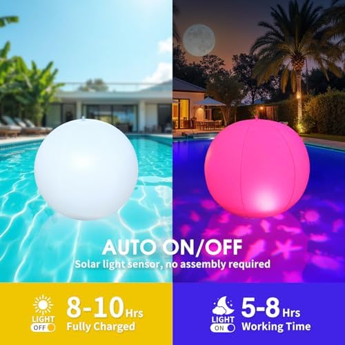 Floating Pool Lights Solar, 15" Inflatable Waterproof Pool Led Glow Balls, Solar Pool Lights that Float,Color Changing Light Up Pool Balls,Float or Hang in Pond Backyard Garden Party Decor(4) - Image 2