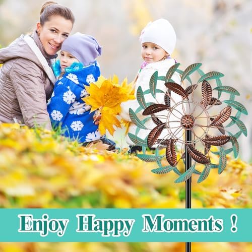 360° Wind Spinners Outdoor, Wind Sculptures Windmill with Metal Stake, Kinetic Large Metal Yard Art Decor Spinners Pinwheels for Garden Outside Patio Lawn - Image 6