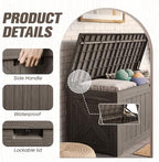 JUMMICO 120 Gallon Resin Deck Box, Large Outdoor Storage Box Waterproof & Lockable for Garden, Patio, Pools (Deep Brown) - Image 2