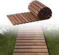 12FT Wooden Garden Pathway Walkway Outdoor Roll Out Decorative Garden Non-Slip Patio Path Decorative Boardwalk Outdoor Road Floor for Backyard Beach Wedding Party (Carbonized, Straight) by RHINEINMIST
