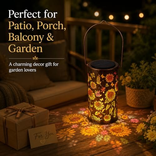 Colorful Solar Lanterns Outdoor Waterproof, Garden Decor Gifts for Women Mom Grandma - LED Colorful Sunflower Solar Powered Lights Metal Hanging Lantern for Outside Garden Patio Yard Lawn Porch Decor - Image 7