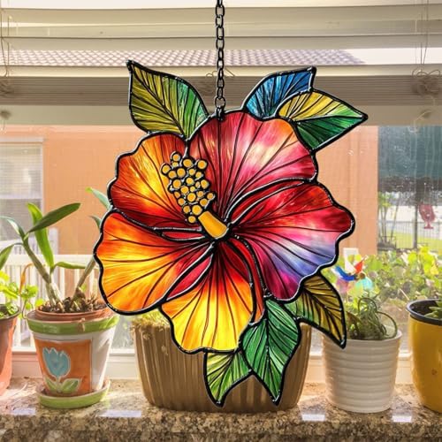 Rainbow Hibiscus Acrylic Suncatcher - Image 4