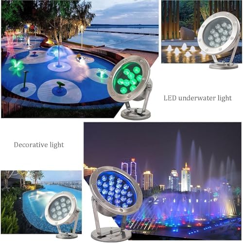 LED Underwater Pond Light - RGB Submersible LED Pool Lights, IP68 Stainless Steel Pond Fountain Lamp, AC 24V Low Voltage Pool Lighting Lights, 360° Adjustable Angle - Image 6