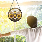 Bee and Sunflower Stained Glass Window Hanging Suncatcher Gifts Decor 12" - Image 4