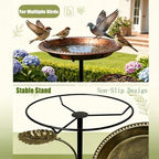 Outdoor Bird Bath with 2 Feeders Included, 12 Inch Bowl 36 Inch Tall Vintage Copper 5-Prong Stake Weatherproof Birdbaths for Backyard Decor - Image 4