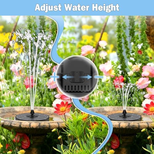 Yzert Solar Fountain with 2000mah Battery, 3-Level Adjustable Water Height, Rotating Rods, Works in Shadow, 7 Nozzles, 2026 3.5W Glass Outdoor Fountain Pump for Bird Bath, Garden, Pond, Flower Pot - Image 2