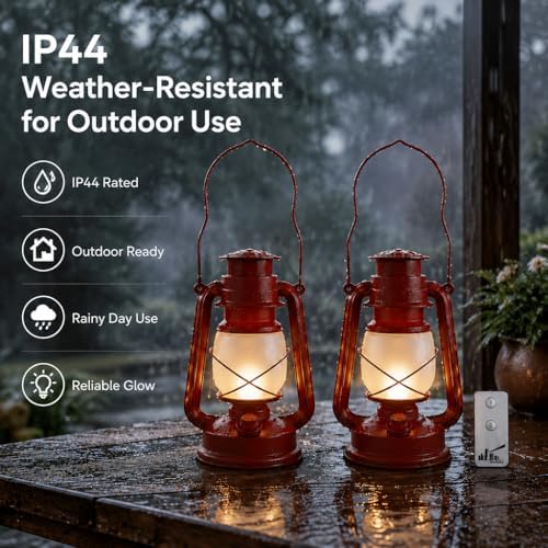 Wallsky Red Lanterns Battery Operated Vintage Lantern for Home Decor - Image 6