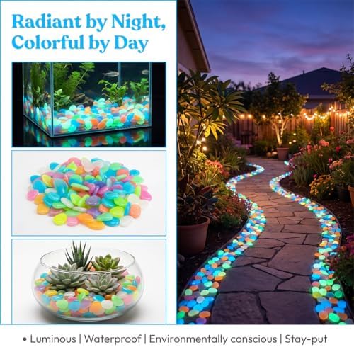 Colorful Glow-in-the-Dark Garden Stones, 2026 new Night Guide Pebbles, Magical Luminous Stepping Rocks for Outdoor Landscaping Decor, Aquarium Fish Tank & Fairy Garden (Green, 1000PCS) - Image 6