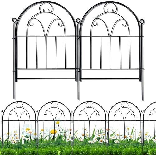 Decorative Garden Fence 17in(H) x 10ft(L), Rustproof Metal Animal Barrier by Polyjkl