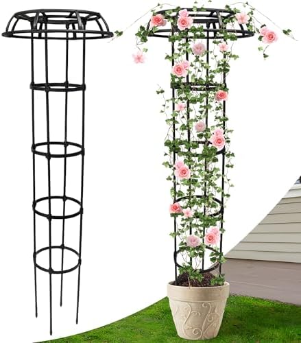 65 Inch Garden Trellis for Climbing Plants Outdoor, Mushroom Top Trellis for Potted Plants, Vines, Roses, Clematis, and Vegetables, Plant Trellis Support 1 Pack by Anothera