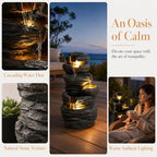 Outdoor Water Fountain with LED Lights, 25.6" Cascading Water Feature with Planter, Freestanding Modern Garden Fountain for Patio, Balcony, Backyard, Porch, Housewarming Gift - Image 4