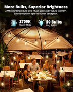 VIPAR Outdoor String Lights,100FT LED Patio Lights Waterproof 52 ST38 Bulbs - Image 4