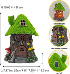 COWOS Fairy Tree House Night Light with LED - Moss Covered Resin Fairy House Miniature Garden Decor, Outdoor Waterproof Statue for Patio Yard Lawn, Gift for Garden Lovers Kids - Image 2