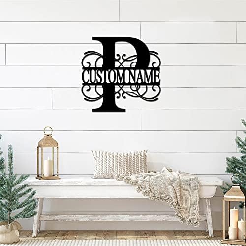 Metal Sign P Custom Name Initial Letter Monogram Personalized Steel Metal Wall Decor Artwork Sign Ready to Hang Decorative Metal Welcome Sign Decoration for Front Door Entryway Lodge 24 Inch - Image 3
