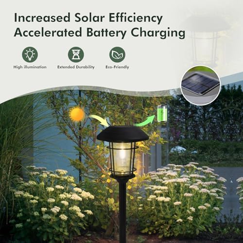 Grand patio Solar Outdoor Lights, 10 Pack, Glass Light Metal Pathway Light, Waterproof Landscape Lighting, Automatic Dusk and Dawn Sensor (Slate Gray) - Image 2