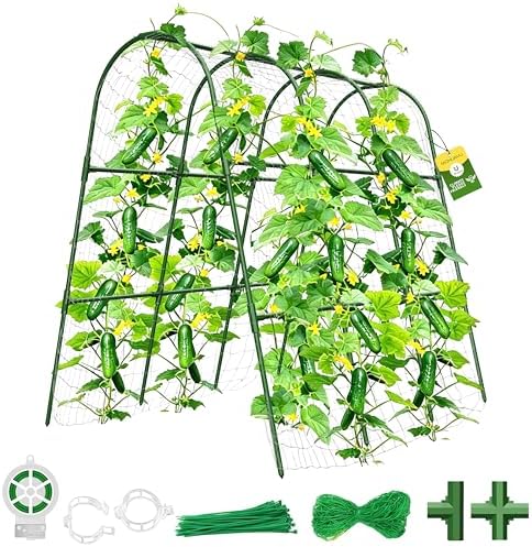 Cucumber Trellis for Raised Bed,U-Shape Garden Trellis for Climbing Plants Outdoor, Metal Arch Vegetables Trellis, Plant Support for Vine (Green, 47.2x47.2 X21.6) by MQHUAYU