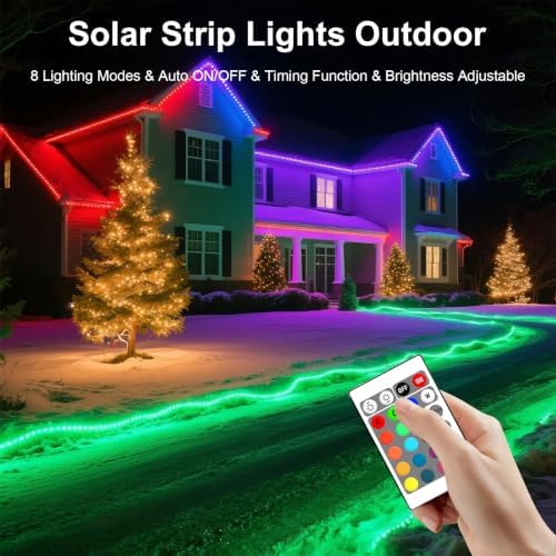 MIHEAL Solar LED Strip Lights, 50FT RGB Color Changing, IP67 Waterproof - Image 7