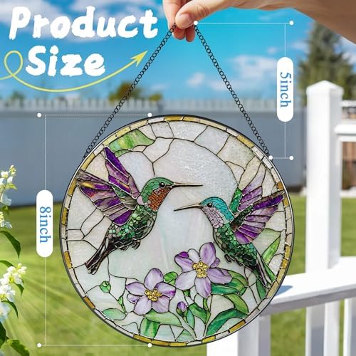 8″ Hummingbird Stained Glass Suncatcher, Stained Glass Window Hanging & Ornament, Window Decor, Holiday & Christmas Ornaments | Hummingbird Gifts, Gifts Ideas - Image 4
