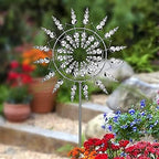 Metal Windmill, Wind Spinners for Yard and Garden, Pinwheels, Silver, Kinetic - Image 2