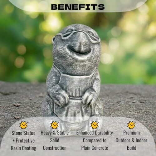 OLOMA Funny Mole Concrete Garden Statue Handmade Outdoor Animal Sculpture Vole Figurine Yard Lawn Flower Bed Patio Porch Rustic Decor Weather Resistant Ornament Whimsical Animals Lover Gift - Image 5