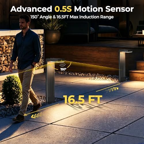 COXSENI Motion Sensor Solar Pathway Lights Outdoor,6 Working Modes,4 Pack - Image 2