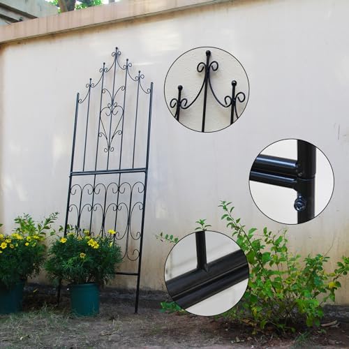 Garden Trellis for Climbing Plants 70.8" H x 25.6" W Metal Premium Quality Material Rust-Resistant Climbing Frame Stylish Garden Addition Outdoor Roses Vine Ivy Clematis Trellises Black - Image 4