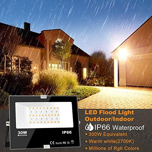 MELPO LED Flood Light Outdoor 30W, 300W Equivalent RGB Landscape Lighting - Image 2