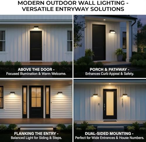 Modern LED Wall Sconce Waterproof Outdoor Porch Light 2 Pack - Image 2