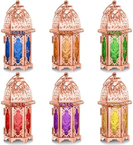 Mumufy 6 Pcs Moroccan Lantern Ramadan Lantern Eid Mubarak Decor, Rose Gold by Mumufy
