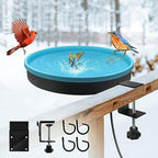Heated Bird Bath for Outdoors for Winter, 3 Easy Ways to Mount Detachable Bird Bath Bowl, 75W Heated Bird Baths with Thermostatically Controlled for Garden Yard Patio Lawn, Blue by GESAIL