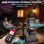 Outdoor Water Fountain with LED Lights, 24" Tall 4-Tier Cascading Waterfall Fountain for Patio Garden Yard Porch Backyard, Resin Outdoor Water Feature Decor - Image 7