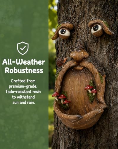 9.9" Tree Faces Decor Outdoor, Bird Feeder, Faces for Trees - Image 4