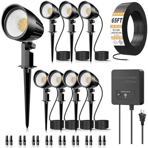 12W Low Voltage Landscape Lighting Kit, Outdoor Spotlight Yard 8Pack by SOROP