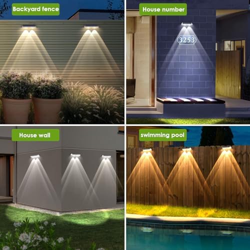 12 Pack Solar Fence Lights Outdoor Waterproof LED - 3000/4000/6000K 3 Mode, IP65 Waterproof Fence Lights Solar Powered, Solar Wall Lights for Outside, Backyard/Step/Patio/Deck Fence/Stair Railings - Image 6