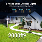 6000LM Solar Lights Outdoor Waterproof, 6 Heads Solar Flood Lights Outdoor with 2 Motion Sensor, 310 LED Motion Light with Remote Control for Yard Outside House Patio 2 Pack - Image 2