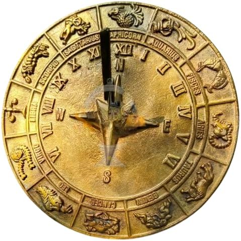 Brass Garden Sundial Zodiac Classic Garden Sundial Design Sold Polished Brass, 10-Inch Diameter by AS