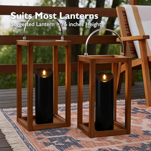 Homemory 4"x12" Black Flameless Candles, Halloween Candles, Outdoor Waterproof Flameless Candles with Remote and Timers, Gothic, Battery Operated LED Pillar Candles, Won't Melt Plastic, 2Pack - Image 2