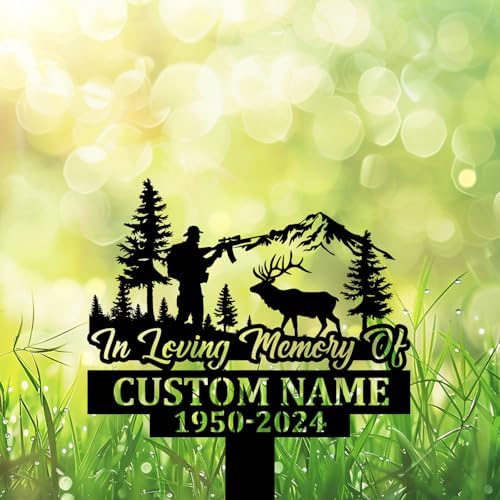 Personalized Hunter Grave Marker Elk Hunter Memorial Garden Stake 8-24 inch Hunter Dad Loss Gift, Hunter Memorial Gift Loss of Loved One (Elk Hunter) - Image 4