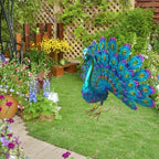 Garden Ornaments Outdoor, Peacock Statue Sculptures Metal Bird Art Decoration for Yard Porch Patio Lawn, 42x15x32 cm - Image 5