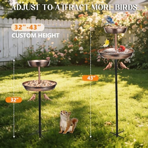 2-Tier Metal Bird Bath and Feeder for Outdoor Birdbath for Outside - Image 3