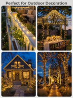 4PACK 33FT 100LEDs Solar Fairy Lights,Green Wire,Warm White - Image 7