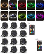 Color Changing Solar Ground Lights with Remote, IP67 Waterproof, 12Pack by VIODAIM