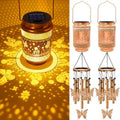 2 Pack Butterfly Solar Wind Chimes for Outside, Gifts for Mom Women Grandma Birthday Memorial Teacher, 32" Windchimes Outdoor Decor Hanging Solar Lantern for Garden Porch Patio Backyard by MRHEPHAESTUS