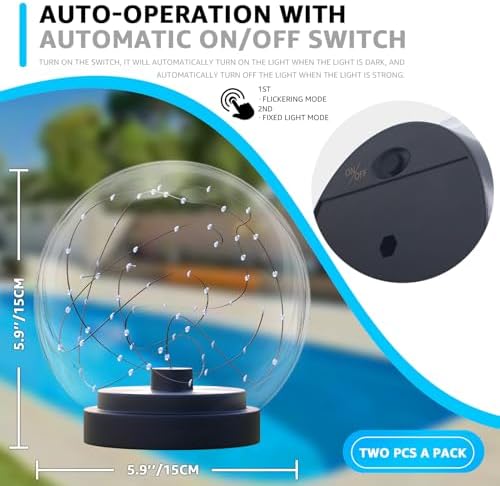 uuffoo 2-Pack Solar Floating Pool Lights Ball Solar Powered LED Flickering that Float Globe Lights Water-Resistant IP66 for Swimming Pool Decor Pond Garden Party - Image 3
