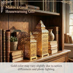 VELA LANTERNS 8pc Golden Temple Moroccan Lantern Lamp Decorative Candle Holders for Ramadan Decorations, Hanging, Outdoor Patio or Porch, Indoor Home Decor, Gold, (11" and 15" Tall) - Image 5